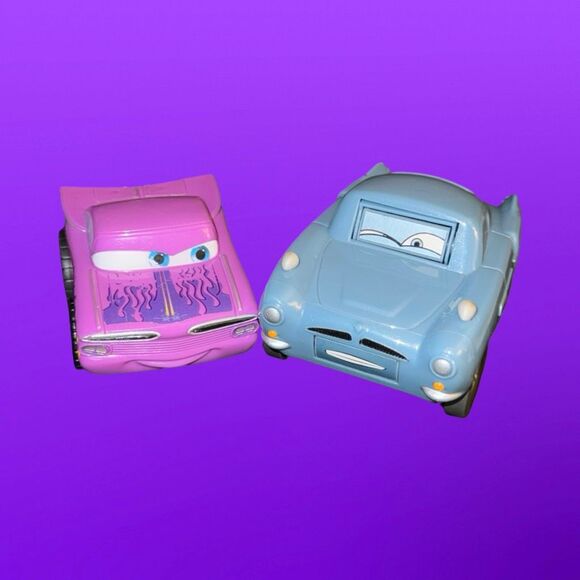 Disney Cars Purple Ramone PVC Plastic Chevy Impala & Finn McMissel Face Car A32 - Picture 6 of 8
